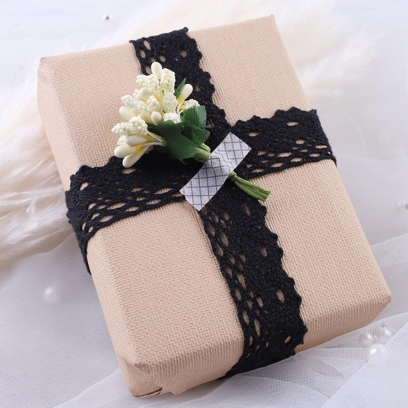 DYSHIPEN 20 Yards x 1 Inch Lace Ribbon Vintage Lace Trim Crochet Cotton Lace Edge for Christmas Package DIY Sewing Wedding Bridal Dress,Costume,Crafts and Sewing (Black) - Image 5